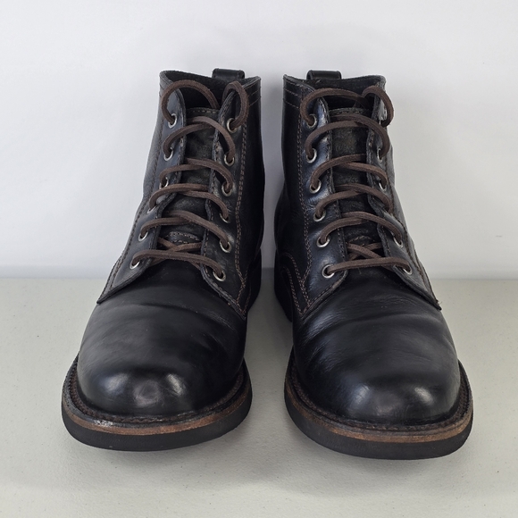 Frye Men’s Black Leather Lace-Up Boots Size 9.5 Heritage Antiqued Style - Picture 3 of 14